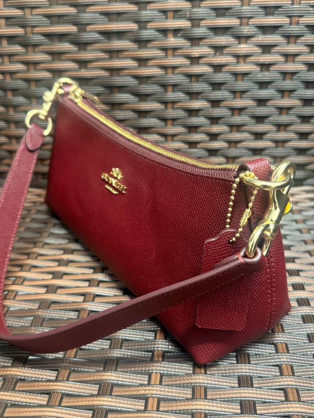 COACH nwt coach Charlotte Shoulder bag dark wine CCO18 WITH CHERRY CHAINS - Picture 5 of 11